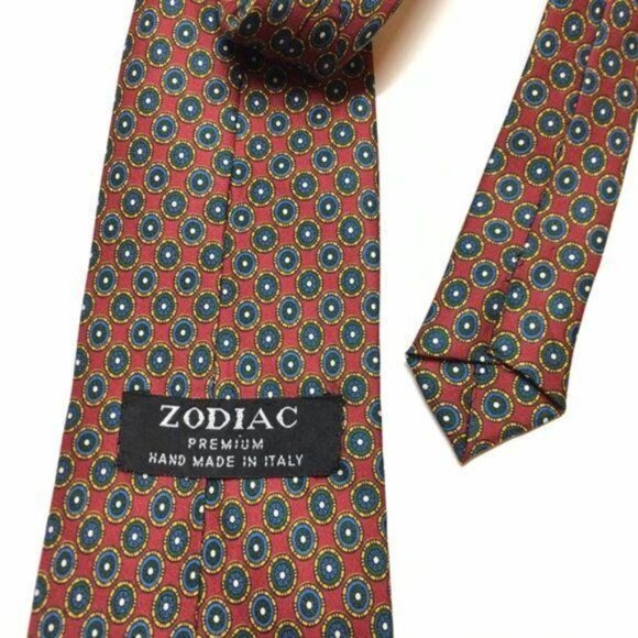 ZODIAC Men's Silk Tie Vintage Retro Accessories Premium handmade Italy One Size - Picture 7 of 8